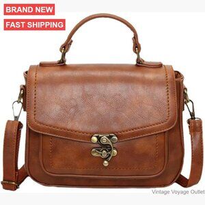Vintage PU Leather Crossbody Shoulder Bag Satchel Top Handle Purse
